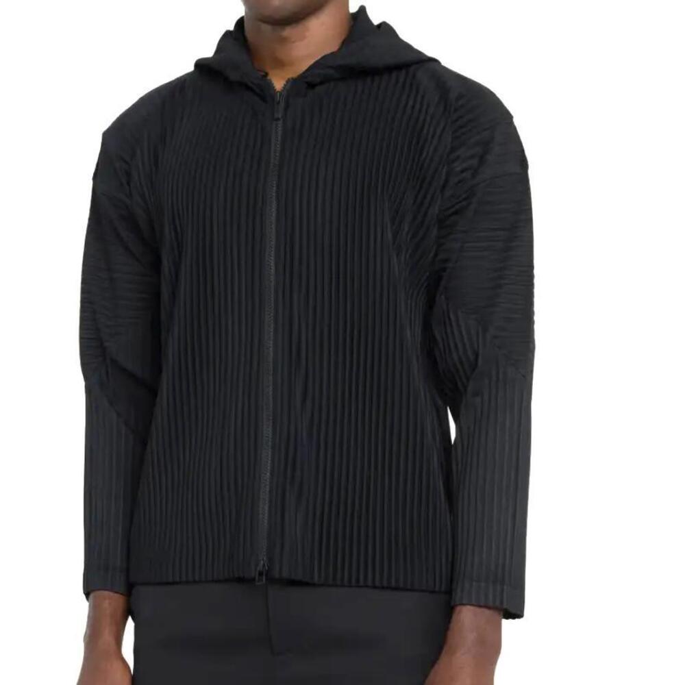 HOMME PLISSE ISSEY MIYAKE Men's Pleated Polyester Zip Hoodie